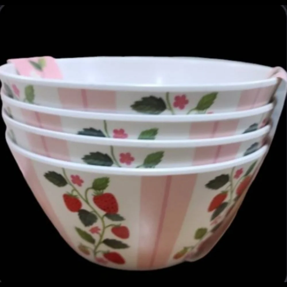 8pc Harvest Green Studio Strawberry Blossom Eco Melamine Dinner Plate & Bowl Set